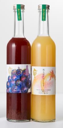 岡山県産白桃ドリンクとピオーネ(岡山県産ぶどう）ジュースのセット